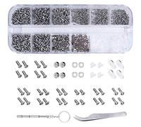 1100 pc Réparation de Lunettes à Vis, Assortiment Vis Inox, Micro vis pour Montre, Vis pour Lunette de Soleil, Assortiment Vis Boulon écrou Rondelle Inox pour Lunettes, Téléphones, Montres, Bijoux