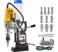 1100 W Perceuse magnétique Perceuse magnétique 12000 N Carotteuse électrique Perceuse industrielle avec 12 forets, profondeur max. Profondeur 55 mm, pour la construction navale et de ponts, l'industri