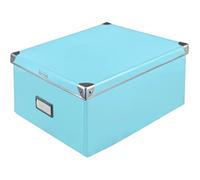 11009,Boîte De Rangement En Carton Solide,Couvercle Avec Bords Renforcés En Métal,Boîte Tout Usage En Turquoise Avec Champ D'Inscri