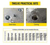 1100W perceuse magnétique 7/12 Bits 40mm banc électrique taraudage Machine de forage for la Structure en acier d'ingénierie Résistant à la Corrosion(12 Bits)