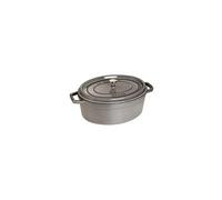 Cocotte en fonte ovale gris graphite 31 cm avec couvercle à bouton laiton
