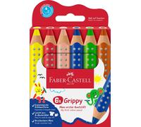 110630 Set Grippy, 6 Gros Crayons De Couleurs Enfants, Kit Dessin Facile À Laver, Crayon De Couleurs Enfant De Forme Triangulaire Ergonomique Et Épaisseur De 10mm