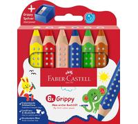 110635 Set Grippy, 6 Gros Crayons De Couleurs Enfants, Kit Dessin Facile À Laver, Crayon De Couleurs De Forme Triangulaire Ergonomique Et Épaisseur De 10mm, Taille Crayon Inclu
