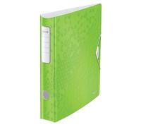Leitz, Classeur à Levier Active A4, En PP, Dos 65 mm, Capacité 350 Feuilles, Mécanisme unique 180°, Fermeture Élastique, Pochettes Intérieures, Classeur Bureau École Maison, Vert WOW, 11070054