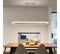 110cm Suspension Moderne Ovale Ajustable avec Télécommande, Luminosité Réglable de 10%-100%, Anti-Éblouissement avec Fonction Mémoire/Hauteur Ajustable