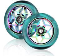 110mm Freestyle Scooter Wheels - 2 Replacement Parts With Abec-9 For City Scooter Stunt (Color-Blue)