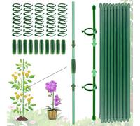 (110PCS) Tuteur Plante Interieur, Tuteur pour Orchidees, 20 Tuteur Fleur Interieur, 40 Mousquetons, avec 10 Tubes d'extension, Supports pour Plantes, Tomates, Orchidées, Tuteur Orchidee