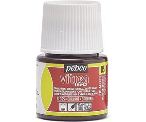 [111005] Pébéo Flacon 45ml peinture Vitrea 160 brillante pour verre ROUGE INDIEN