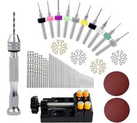 112 Pieces Pin Vise Hand Drill Set Manual Craft Drill Clamping with Micro Twist Bits for Jewelry, Wood, Manual Work DIY