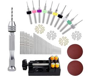 112 Pieces Pin Vise Hand Drill Set Manual Craft Drill Clamping with Micro Twist Bits for Jewelry, Wood, Manual Work DIY