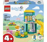 LEGO Bluey : Bluey et Chloé à l’Aire de Jeux - Jeu de Construction Inspiré de la Série TV - 2 Minifigurines, Bascule, Toboggan, Echelle & 3 Plantes - Cadeau pour Fille ou Garçon dès 4 Ans 11201