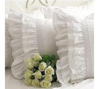 1122 Taie d'oreiller Assortie en Dentelle brodée Style Shabby Vintage Blanc Standard 50,8 x 76,2 cm