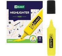 1128 Lot De 12 Surligneurs Avec Pointe Biseautée 12 Jaune