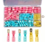 112PCS Cosses Electriques a Sertir Connecteur Electrique Etanche Accessoire | Thermoretractable, Male, Femelle, Fourche, Cuivre, Rouge, Bleu, Jaune, Cosse, Batterie, Gaine, Moto, Auto, Bateau
