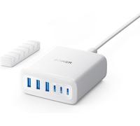 112W USB C Charger,6 Port Output Charging Dock for iPhone 17/17 Plus/17 Pro/17 Pro Max/Series 16/15/14,MacBook Air,Pixel,Galaxy,iPad,and Others (Cable Not Included)