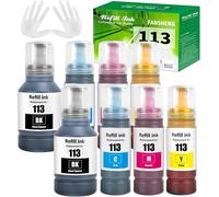 113 Encre Compatible Avec Epson 113 Bouteille D'Encre Multipack Pour Et-5150 Et-5170 Et-5850 Et-5800 Et-16600 Et-16150 Et-16650 Et-15000 Et-5100 Et-5160 Et-5880 (8 Pack 2Bk/2C/2M/2[ENC942438]