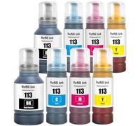 113 Pigment Encre Compatible avec Epson 113 Bouteille d'encre Multipack pour ET-5150 ET-5170 ET-5850 ET-5800 ET-16600 ET-16150 ET-16650 ET-15000 ET-5100 ET-5160 ET-5880 (8 Pack 2BK/2C/2M/2Y)