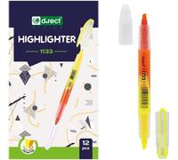 1133 Lot De 12 Surligneurs À Pointe Biseautée Jaune/Orange