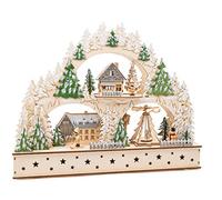11384 Arche Lumineuse Village Enneigé, en Bois, Éclairage Électrique avec Musique