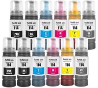 114 Encre Compatible Avec Epson 114 Bouteille D'Encre Multipack Pour Et-8500 Et-8550 (12-Pack,2 Noir/2 Photo Noir/2 Cyan/2 Magenta/2 Jaune/2 Gris)
