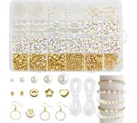 1140 Pieces Beads For Bracelets,Acrylic Letter Beads,Dimitting Beads,Polymer Beads For Diy Jewellery Necklace Bracelet Buckle Earrings,Vec 2 Elastic Thread-(¿ 4,6,8,10 Mm)