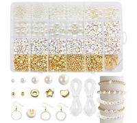 1140 Pièces Perles Pour Bracelet,Lettres Acrylique Perle Perles,Perle Perles DImitation,Perles PolymèRe Pour Bijoux Diy Collier Bracelet Boucle DOreille,Vec 2 Fil Elastique - (∅ 4, 6, 8, 10 mm)