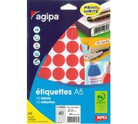 [114323-6] Agipa Lot de 6 Etuis A5 ( 10F ) de 400 Pastilles Gommettes Rondes ...