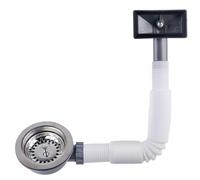 114mm Crépine à Panier D'évier en Acier Inoxydable, Bonde Evier Cuisine et Rectángulo Trop Plein, Ensemble de Vidange D'évier de Cuisine avec Tuyau de Trop-Plein Flexible, Interface Carrée