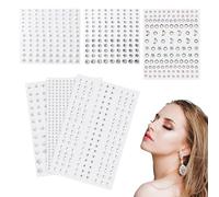 1152 Autocollants Strass, 6 Feuilles de Strass Autocollants, Étoiles et Lunes Rondes, 3-6 mm, Adaptés à la Décoration de Cartes de Vœux, au Maquillage du Visage, Nail art (6 feuilles)
