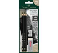 115220 Pitt Crayons Graphite Monochrome, Boîte de 11 crayons grades HB à 14B, Ultra mat, Minime réflexion, Gomme et taille-crayon inclus, Pour dessin, croquis et ombrage