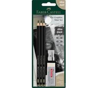 115220 Pitt Crayons Graphite Monochrome, Boîte de 11 crayons grades HB à 14B, Ultra mat, Minime réflexion, Gomme et taille-crayon inclus, Pour dessin, croquis et ombrage