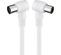 [11524] Goobay Câble d'antenne Coaxial 2 x Coudé Mâle Femelle 10 m Blanc