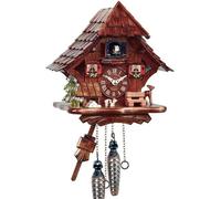 11543 Horloge à coucou en bois véritable à piles avec mouvement à quartz Motif maison de la forêt noire 27 cm