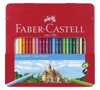 [115845] Faber-Castell Etui Métal de 24 crayons de couleurs hexagonaux CASTLE