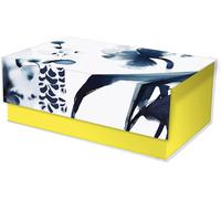 115940c - Une Boite De Rangement En Carton Multifonctions Rectangulaire - Motif Floral Peint À L'encre Bleue - 29,8x17,8x10,8 Cm - Papier Finition Satiné - Collection Inkebana