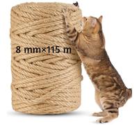 115m Corde pour Arbre à Chat en Sisal Naturel 8mm - Rouleau pour Griffoir, Bricolage DIY, Décoration Maison/Jardin - Corde Arbre à Chat de Remplacement (115 m x 8 mm)