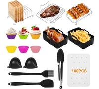 116 Pièces Accessoires pour Air Fryer, Silicone Moule Air Fryer, Ensemble D'accessoires Pour Friteuse à Air Double Zone Pour Ninja Af300EU, Af400EU, Tower T17088, Friteuse à Air Double 7,6L-9,5L etc