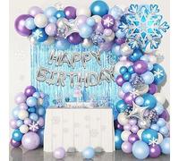 116 pièces de ballons d'anniversaire Frozen pour décoration d'arc, ballons en aluminium flocons de neige, décoration de fête Frozen Elsa, décoration de fête pour filles avec