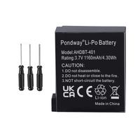 1160mAh 3.7V AHDBT-401 Batterie pour GoPro Hero 4, 4 Black 4 Silver, 4 Plus | 335-06532-000 Remplacement Pile Li-ion Cellule lithium-ion rechargeable avec outils de réparation