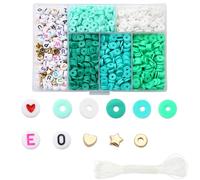 1160pcs Perles Colorées en Argile, 6mm Perles Plates, Perles Alphabet, Perles d'argile Polymère de à Enfiler Cadeau Adultes Enfants pour Collier, Bracelet, Boucles d'oreilles, Fabrication de Bijoux