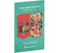 116228c-Set Of 2 Magnetic Bookmarks Frida Kahlo Decor-7.5 X 4 Cm-Frida Kahlo Collection-2 Bookmarks On Plum Background,2 Bookmarks On Orange Background,Delivered At Random