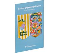116284c-A Set Of 2 Magnetic Bookmarks With Citrus And Stripes Decor-7.5 X 4 Cm-Dolce Amore Collection-2 Assortments: Yellow Stripes And Orange Stripes,Random Delivery