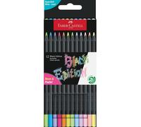 116410 Black Edition Boîte De 12 Crayons De Couleur Pastel Et Néon, Résistants À La Rupture, Prise En Main Ergonomique, Crayon De Couleurs Colorier Sur Papier Clair Et Foncé