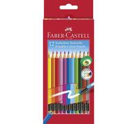 Faber-Castell Crayons de couleur gommables 116612, gomme intégrée, étui carton de 12