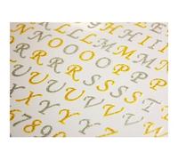 117 Autocollants - Alphabet et chiffres - argenté et doré - paillettes
