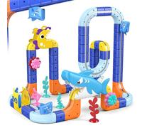 117 Pièces Circuit Train Electrique Clickrail, Jouet Enfant 3 4 5 6 7 8 Ans Garcon Fille DIY Cube Track Thème Océan Cadeau d'anniversaire Original pour Enfants