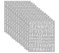 1176 Pièces 14 Feuilles Autocollants de Numéros Lettres Autocollantes Blanches/Noire (Blanc)