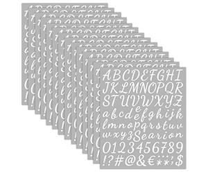 1176 Pièces 14 Feuilles Autocollants de Numéros Lettres Autocollantes Blanches/Noire (Blanc)