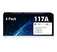 117A avec Puce Cartouche de Toner Compatible pour HP 117A pour HP Color Laser MFP 178nw 179fnw 150nw 150a 178nwg 179fwg 178 179 150 W2070A W2071A W2072A W2073A Ink (Noir Jaune Cyan Magenta, 4-Pack )