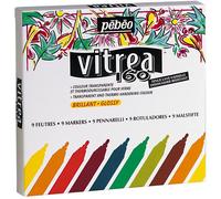 Pébéo Couleurs Décoration Vitrea 160 – Étui 9 feutres brillants pointe normale assortis